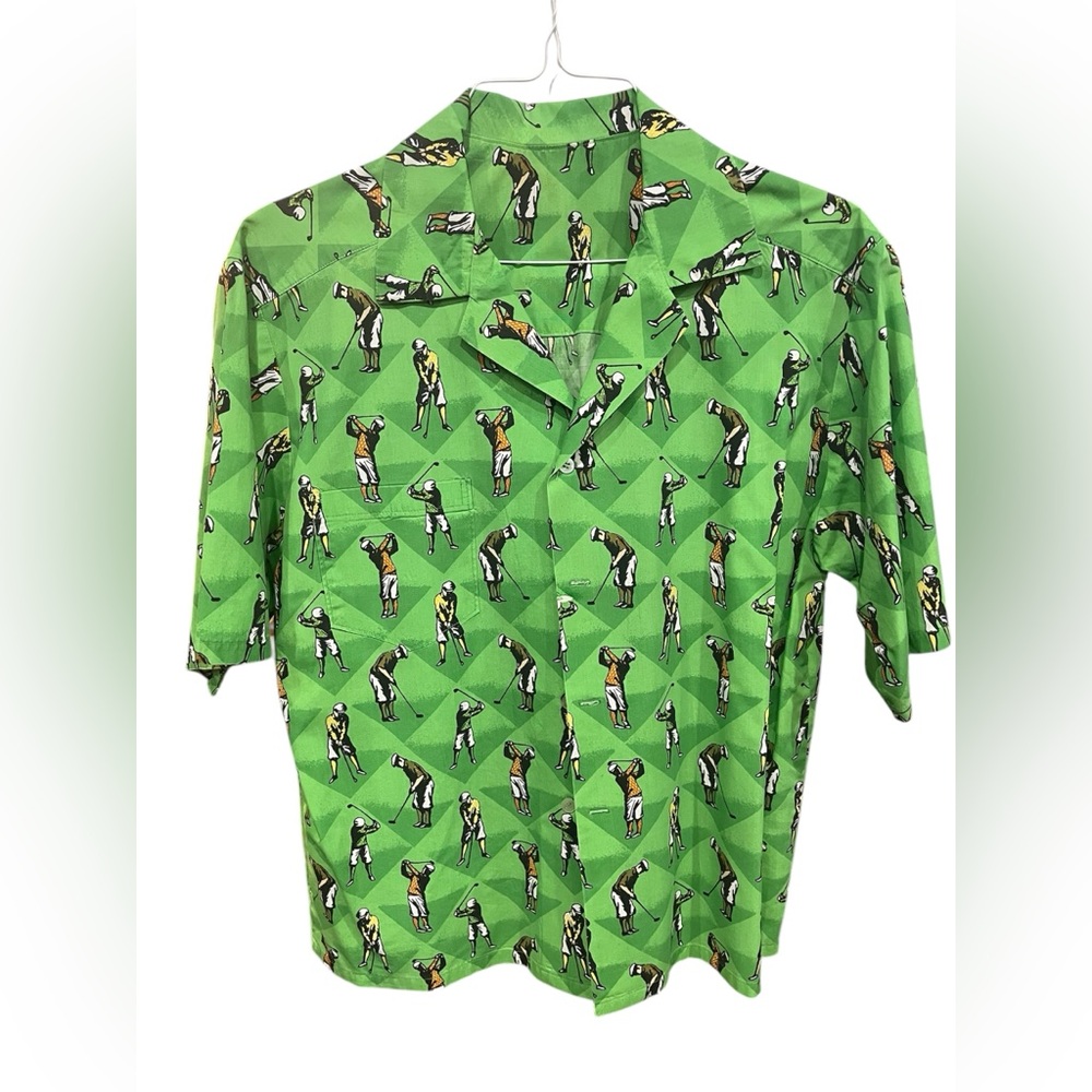 Men’s L-XL Button Down Printed Old‎ Golfers Shirt.
